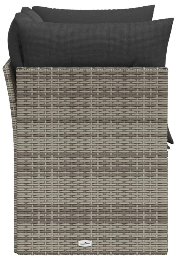 2 személyes szürke polyrattan kerti kanapé párnával