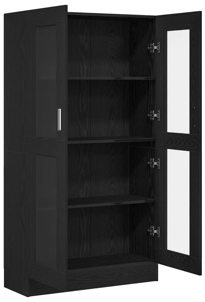Könyvespolc - Fekete Tölgy, 82,5x30,5x150 cm, Mérnöki Fa