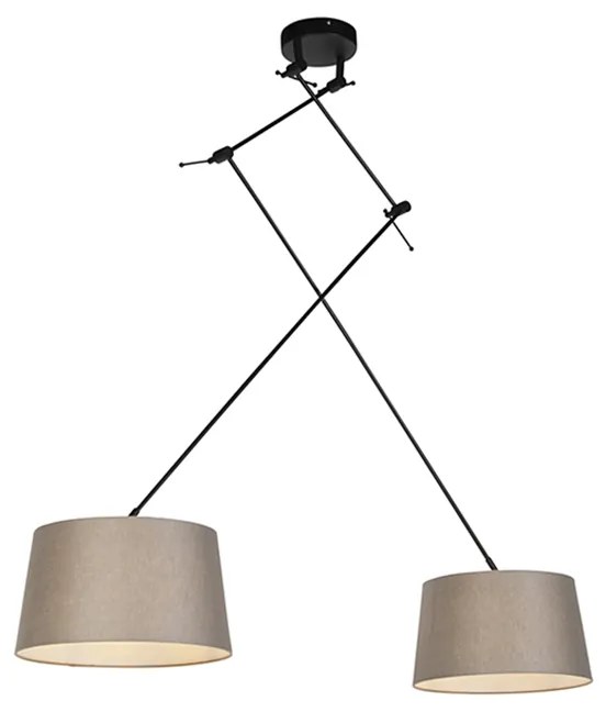 Függőlámpa fekete lenvászon árnyékolóval, taupe színben, 35 cm, 2 lámpás - Blitz
