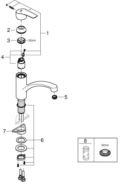 GROHE 30530002 - Mosogató csaptelep START, fényes króm