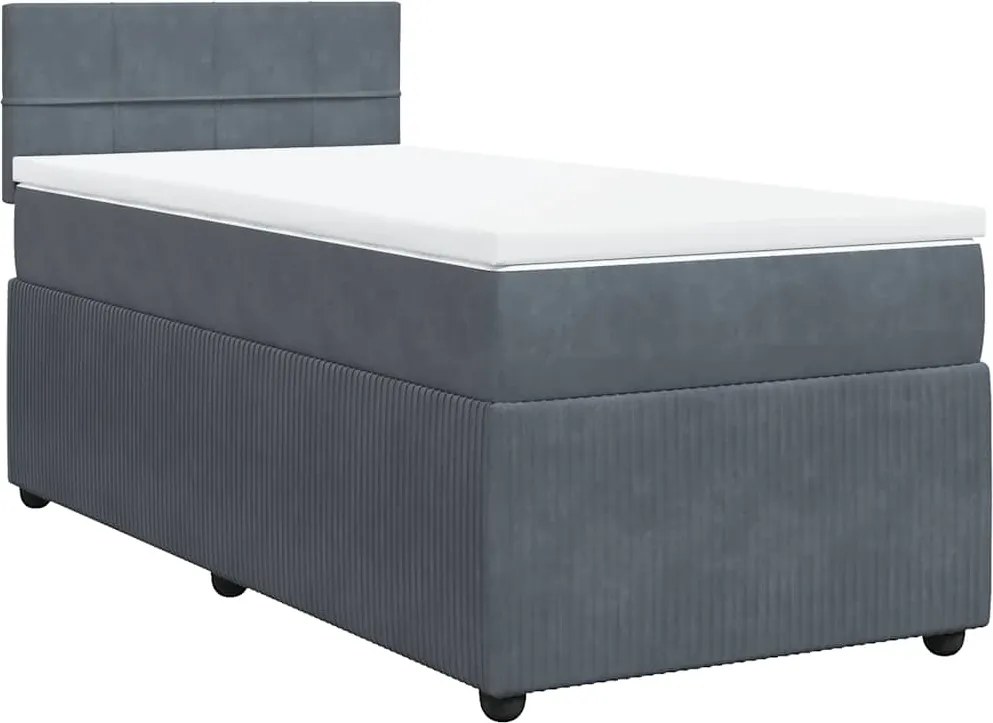 vidaXL sötétszürke bársony rugós ágy matraccal 90 x 200 cm