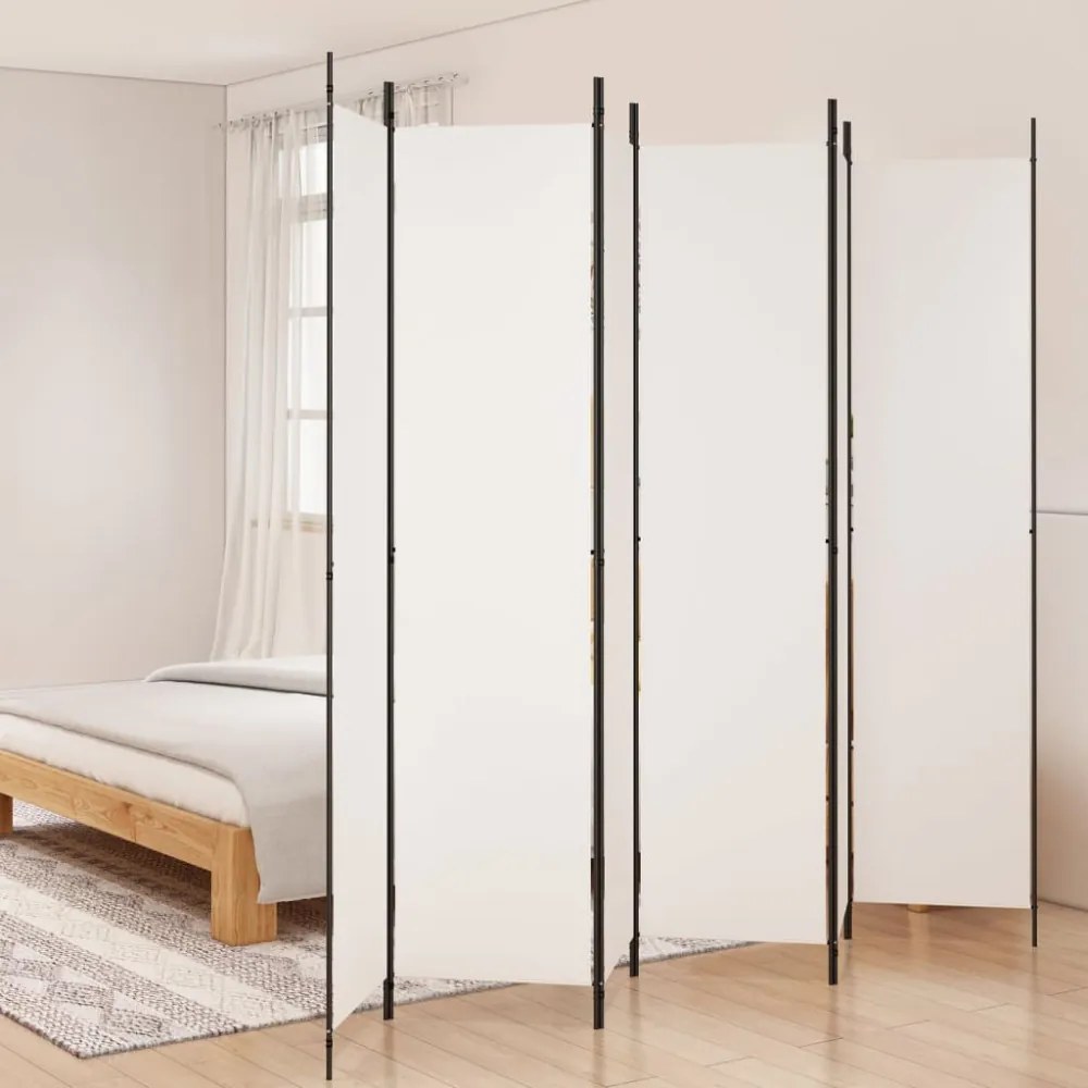 6 paneles fehér szövet térelválasztó 250 x 220 cm