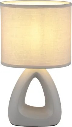 Globo 21731G Asztali lámpa, kerámia szürke, textil szürke, kábel PVC fehér, billenőkapcsoló a kábelen, HxSzxM: 170x100x300mm, kábel hossza 1300mm, 1x E14 40W 230V izzó nélkül