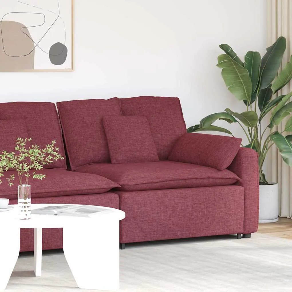 borvörös moduláris kanapé karfás végmodul párnákkal 100 cm