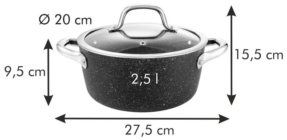 Indukciós tűzhelyhez alkalmas edény fedővel, tapadásmentes felülettel 2,5 l President - Tescoma