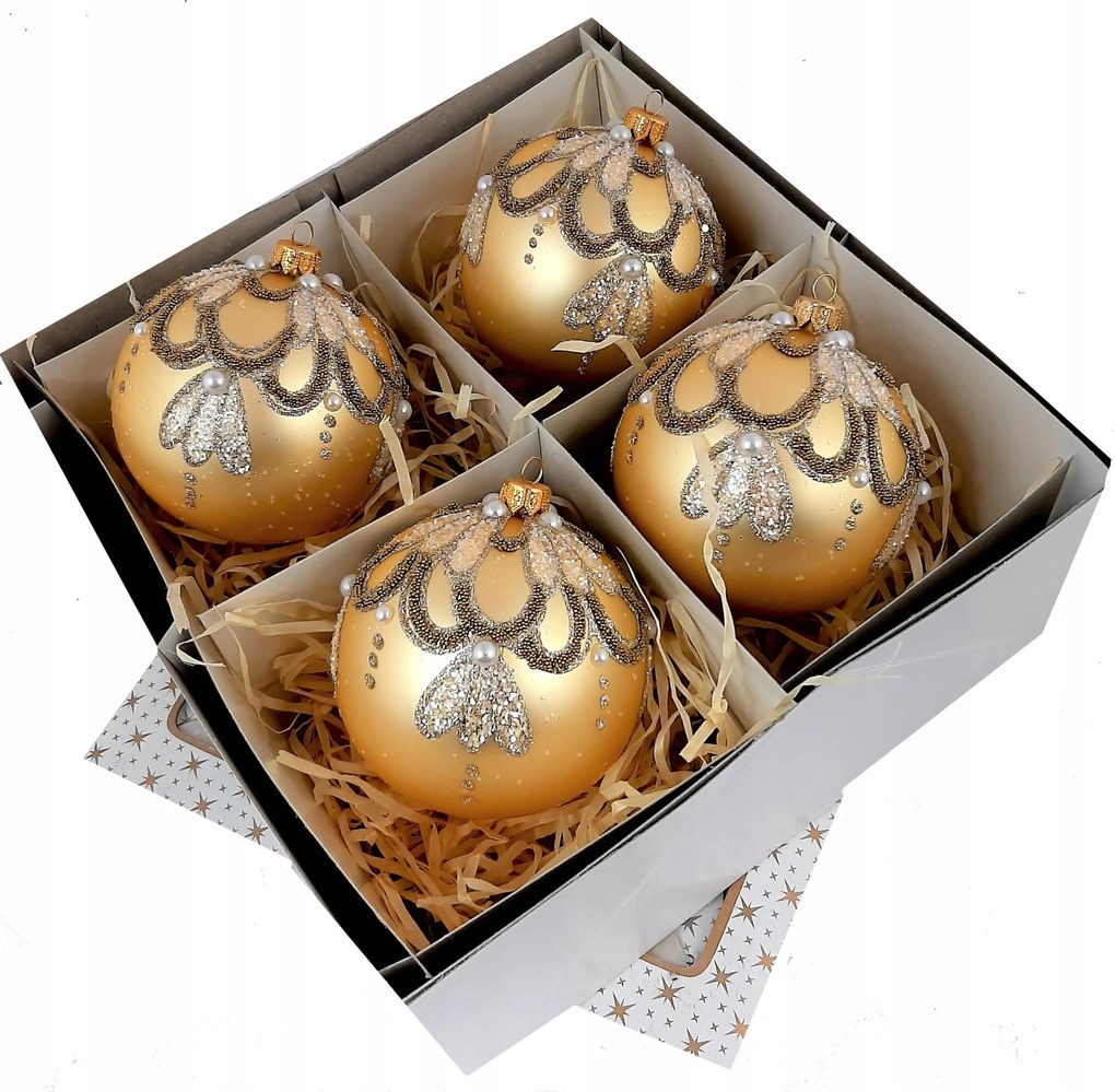 Üveg karácsonyfadísz 4 db 10 cm Prémium