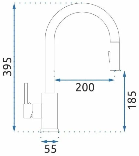REA-B9146 - FRESH kihúzható zuhanyfejes mosogató csaptelep, 39,5 cm, nikkelezett