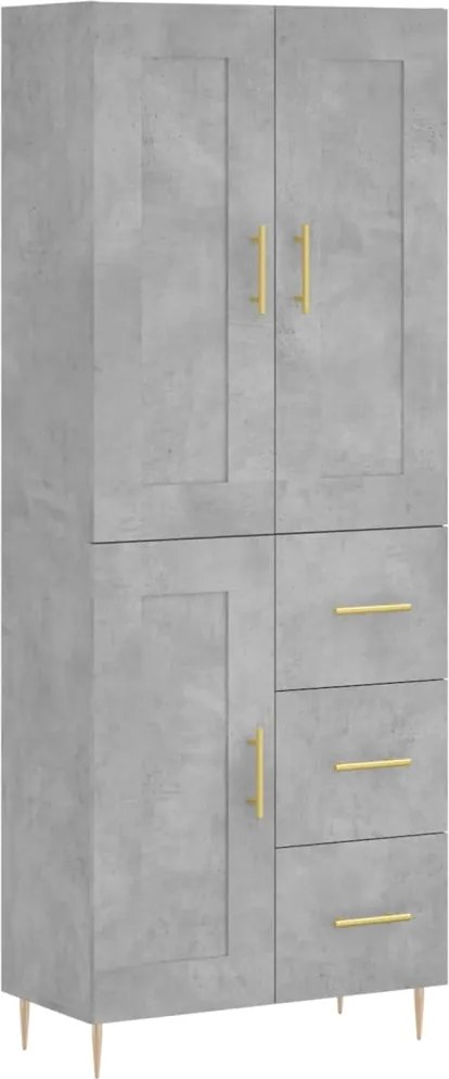 vidaXL betonszürke szerelt fa magasszekrény 69,5 x 34 x 180 cm