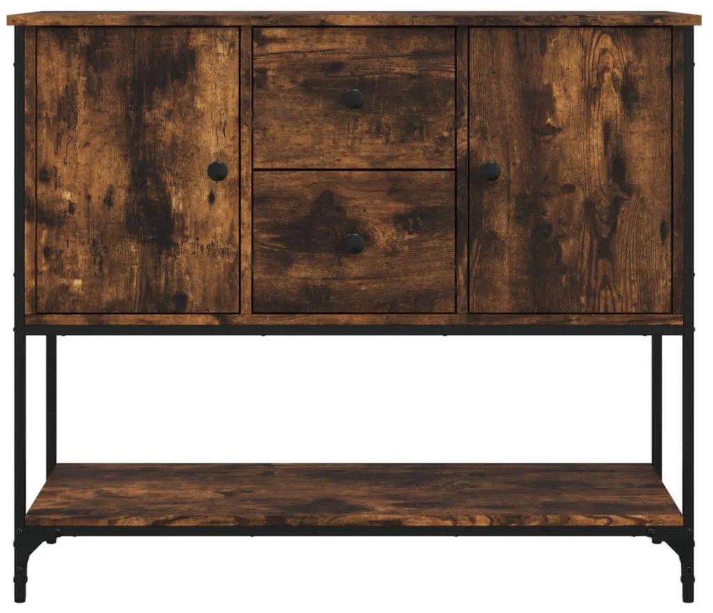 füstös tölgy színű szerelt fa tálalószekrény 100 x 36 x 85 cm