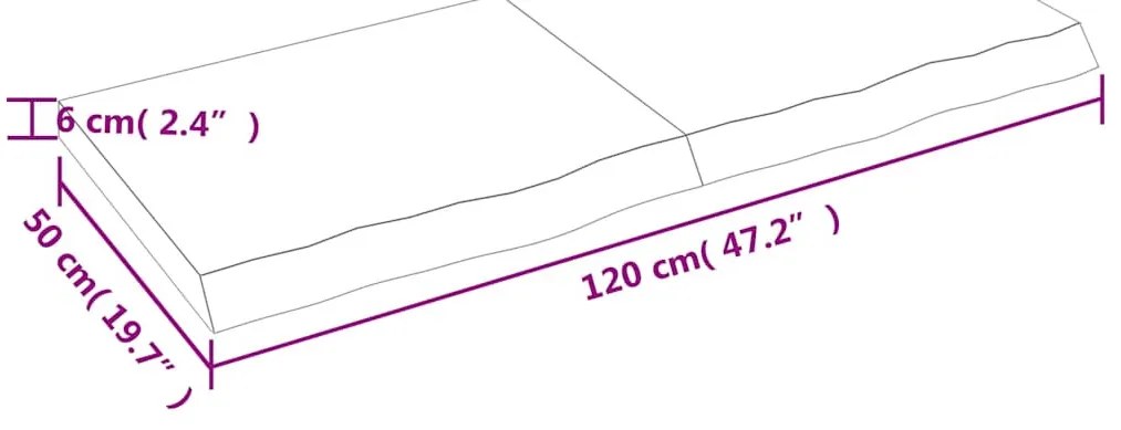 világosbarna kezelt tömör fa fürdőszobai pult 120x50x(2-6) cm