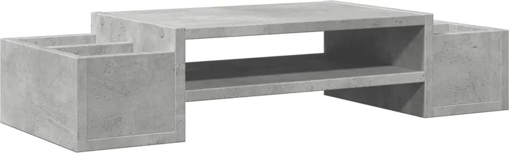 vidaXL betonszürke szerelt fa monitorállvány tárolóval 70 x 27 x 15 cm
