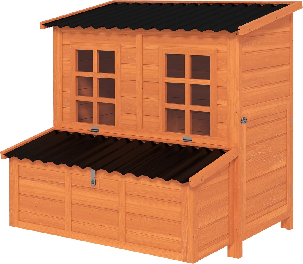 PawHut fa csirkeól 100×86×100 cm — kifutó-nyílás, fészekdoboz, vízálló tető, 2 ülőrúd, átalakítható rámpa, 4–6 tyúk (narancssárga) | Aosom
