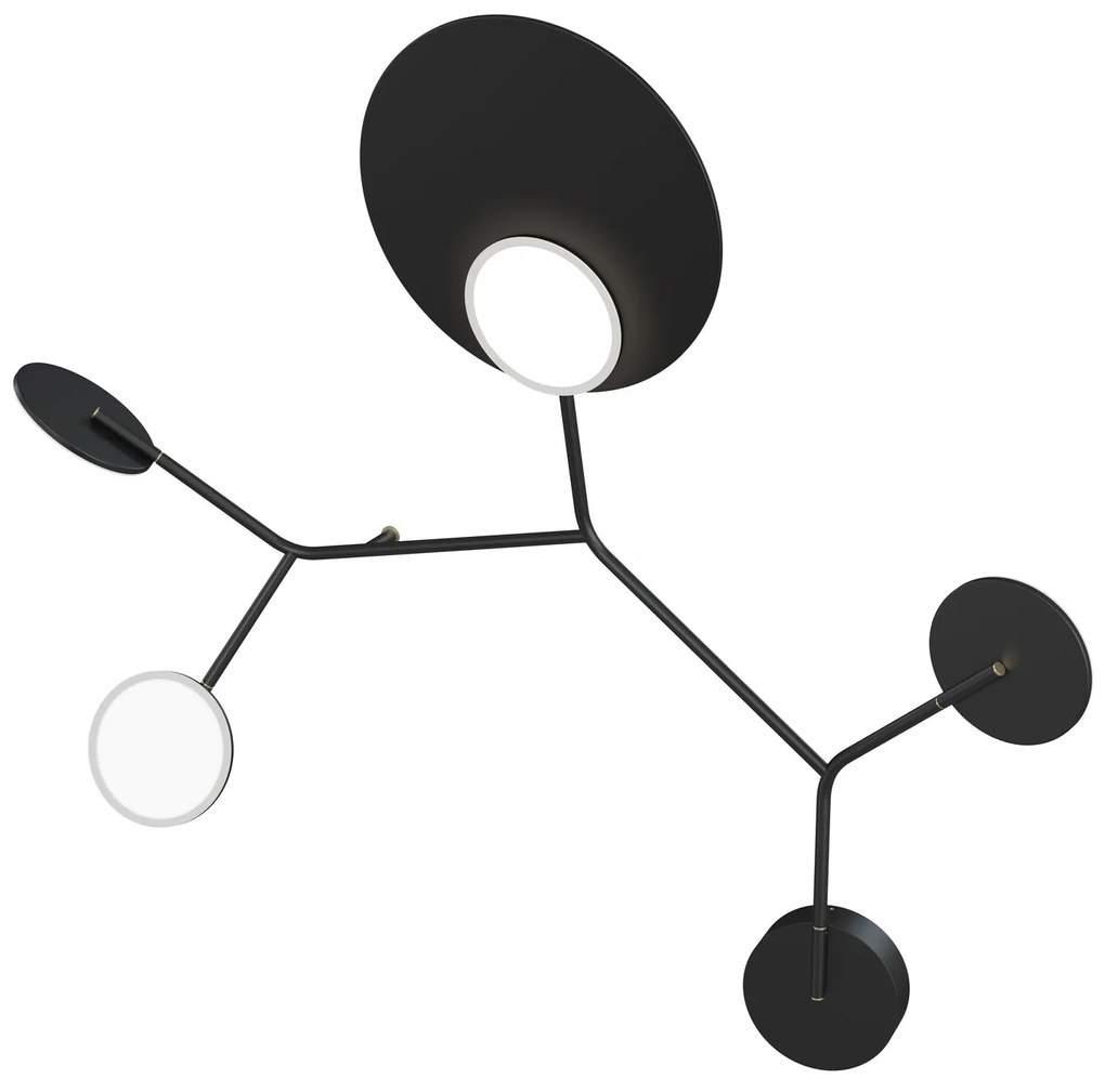 Ballon 5 C fali lámpa, többféle változat - TUNTO Modell: arany keret / 24k arany, rögzítő rész fekete, dió rétegelt lemez panel