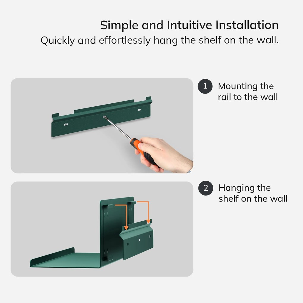 Fali polc JOANNE 400 mm, Modern: palackzöld