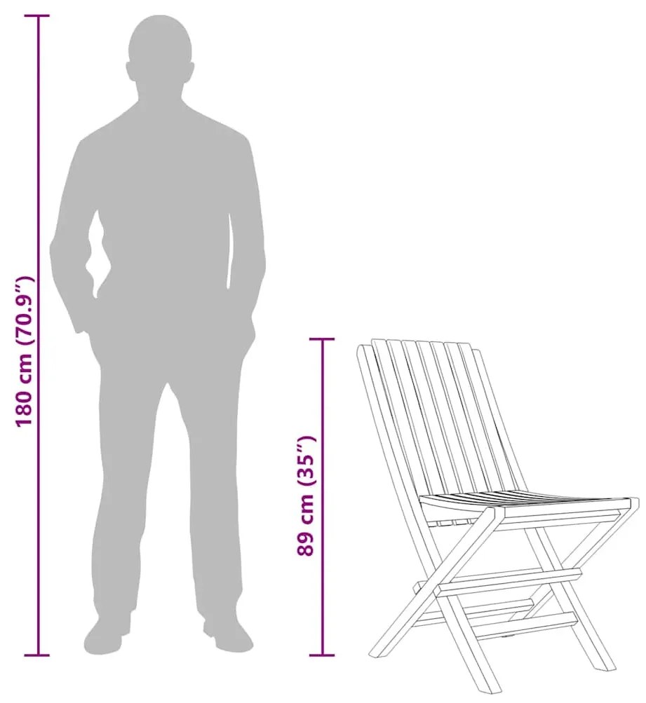 6 db összecsukható tömör tíkfa kerti szék 47 x 47 x 89 cm