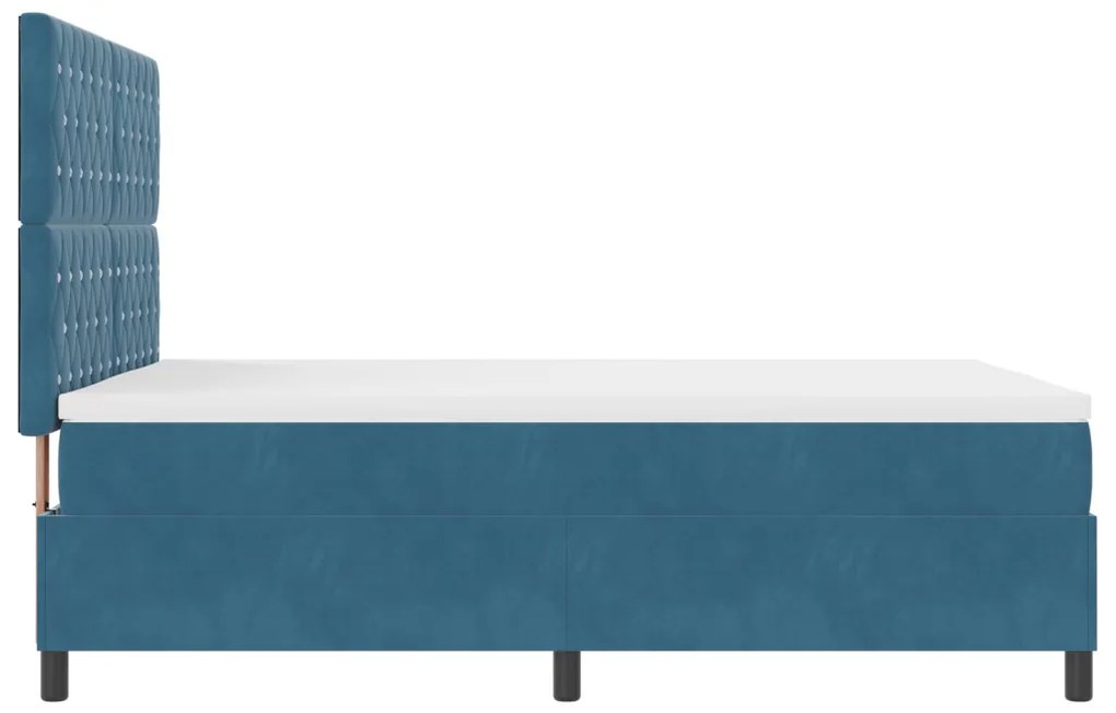 Box Spring Ágy Mattal Sötétkék 140x200 cm Bársony