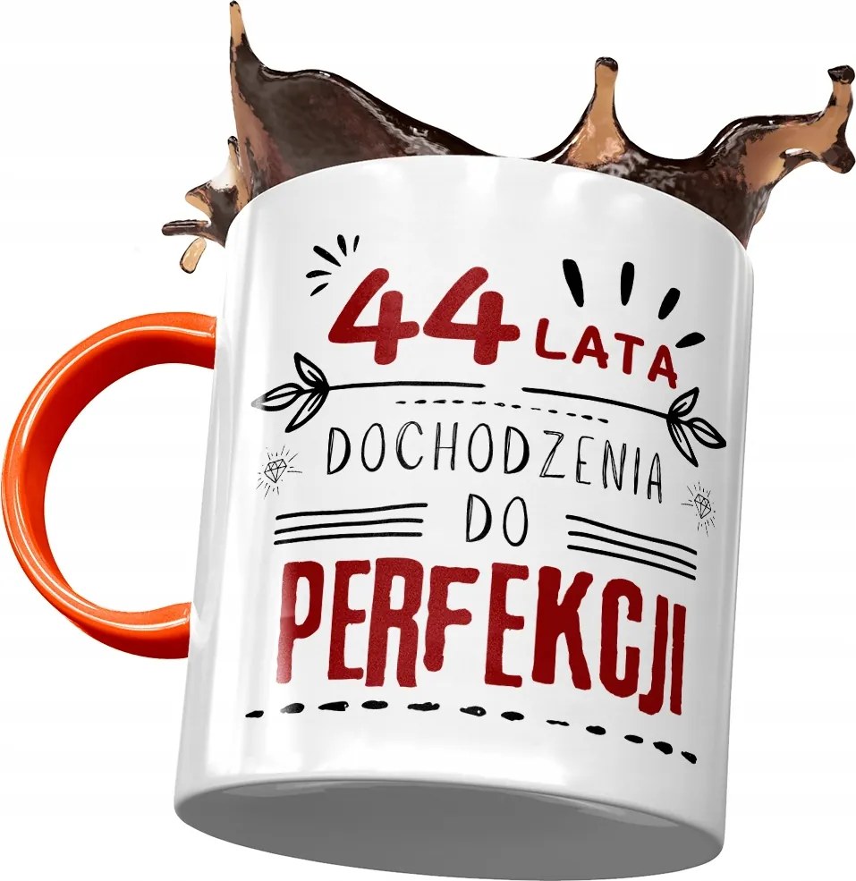 Narancssárga bögre Születésnapra 44 44-es 44-es, fényképes nyomattal