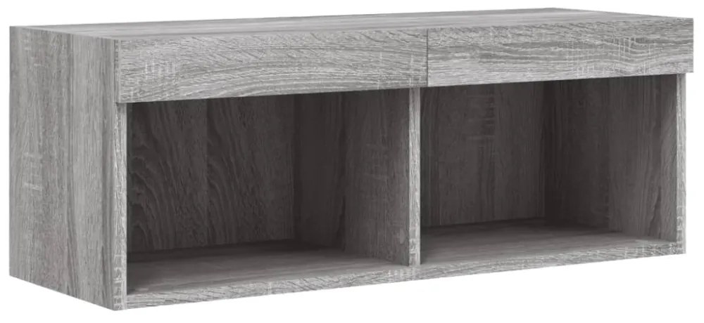 szürke sonoma színű TV-szekrény LED-világítással 80x30x30 cm