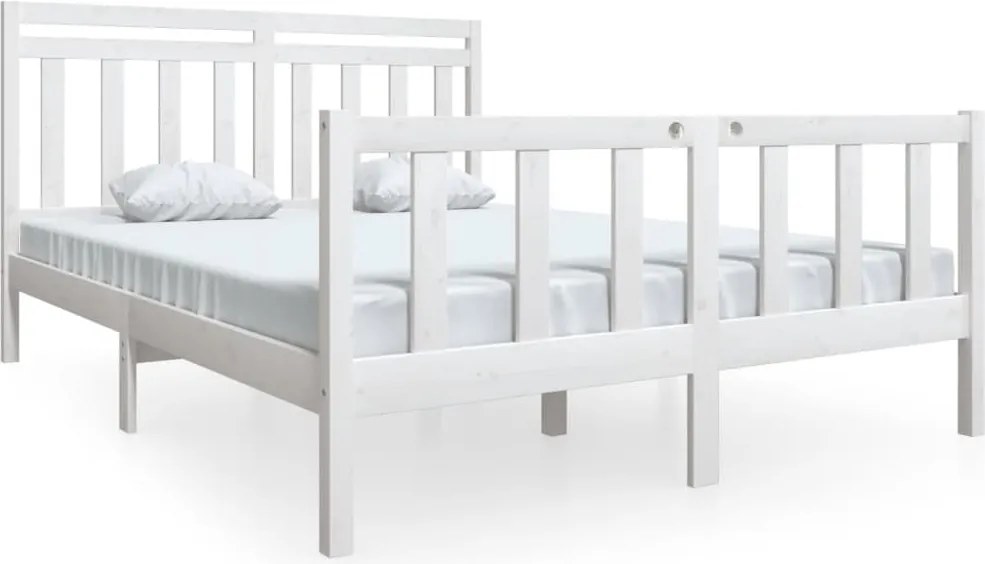 vidaXL fehér tömör fa ágykeret 150 x 200 cm (King Size)