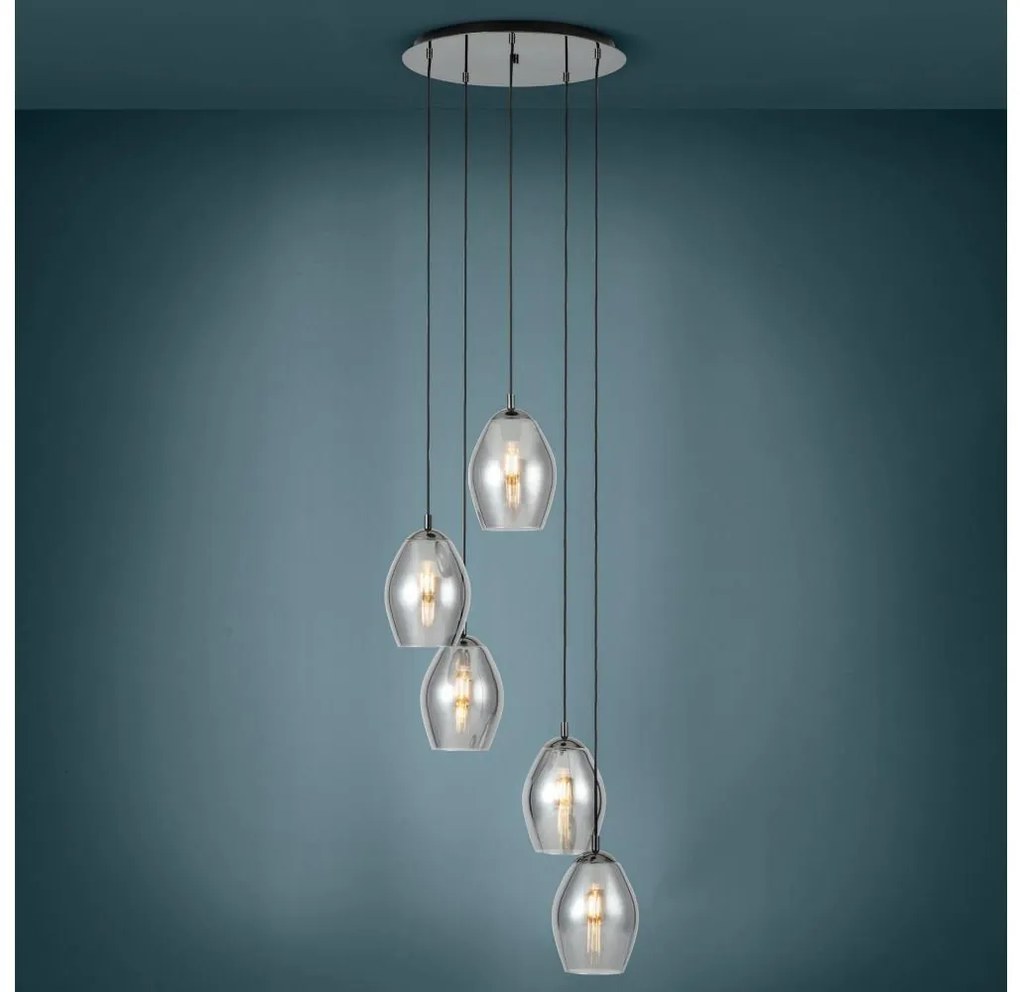 Eglo 39567 - Csillár zsinóron ESTANYS 5xE27/60W/230V füstös