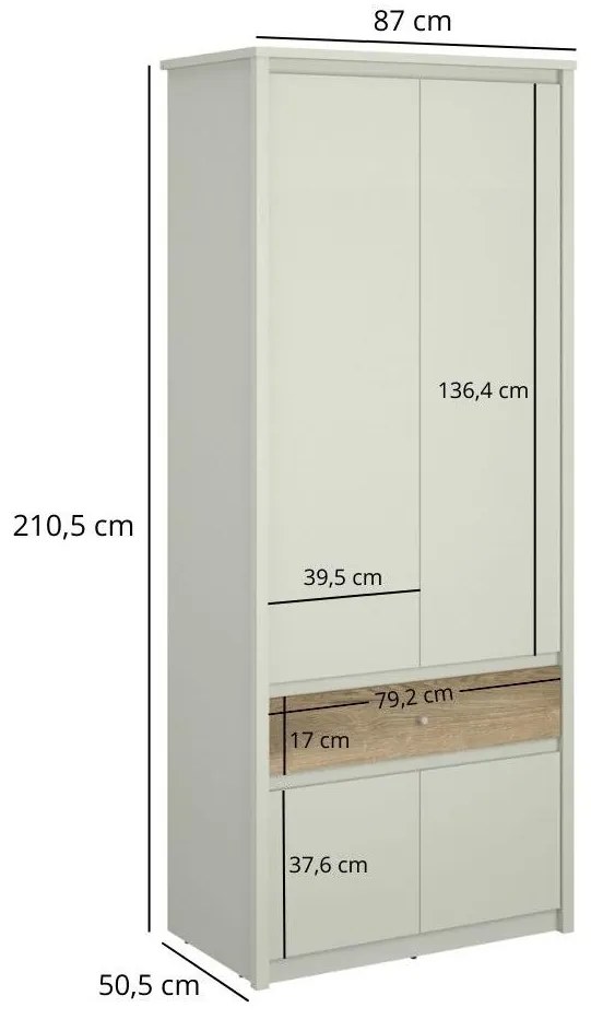 Ruhásszekrény Kodro 2 (kasmír + evoke tölgy) . 1116930