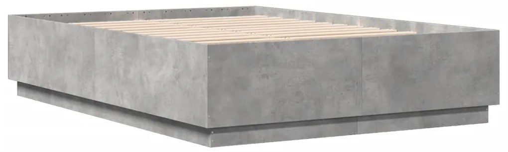 betonszürke szerelt fa ágykeret 140 x 200 cm