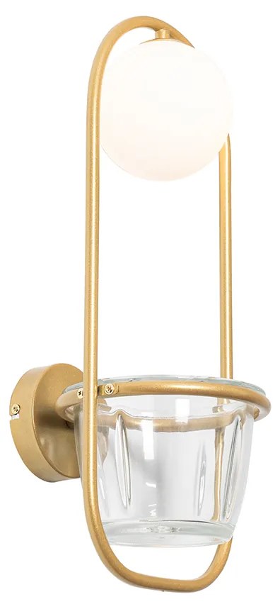 Art Deco fali lámpa arany fehér üveggel - Isabella