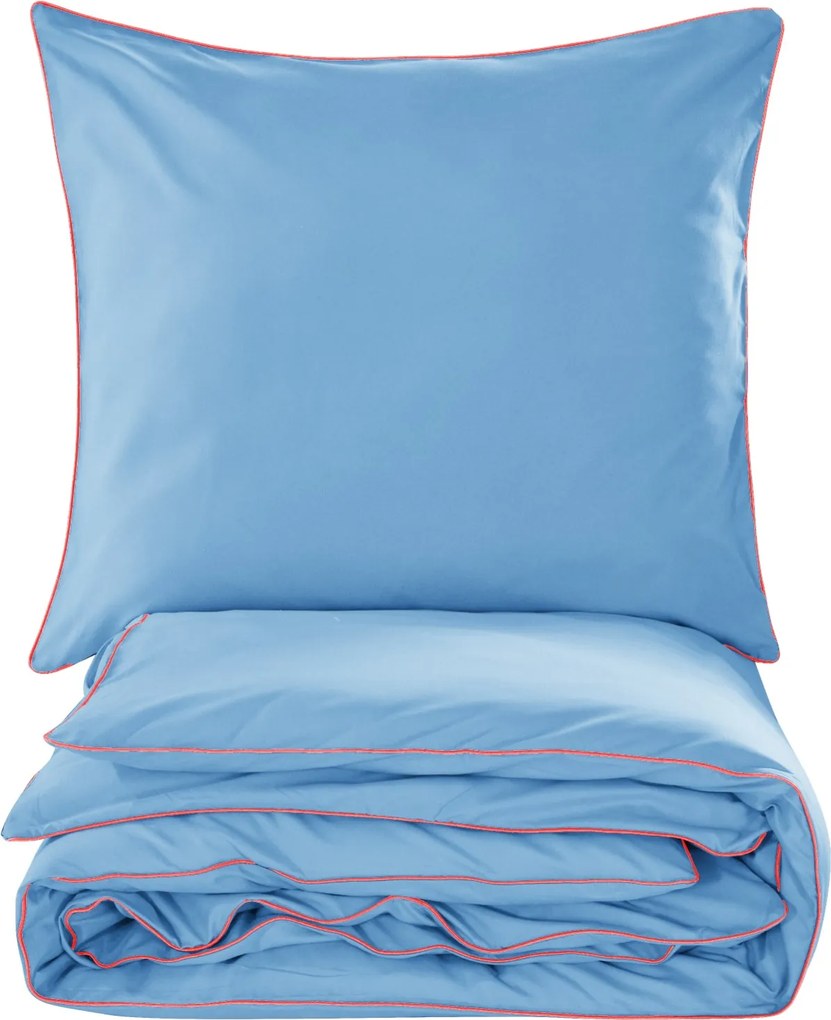 Ágynemű garnitúra basic 160x200 Ágyneműhuzat kék szegély narancssárga