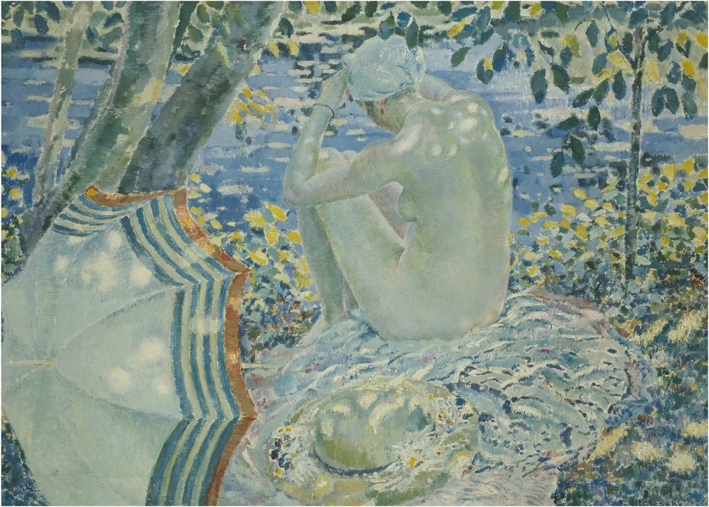 Üveg kép - Frederick Carl Frieseke, On the Bank, reprodukciók (70x50 cm)