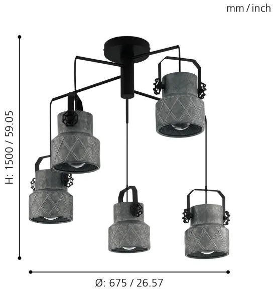 Eglo 39856 - HILCOTT felületre szerelhető csillár 5xE27/40W/230V