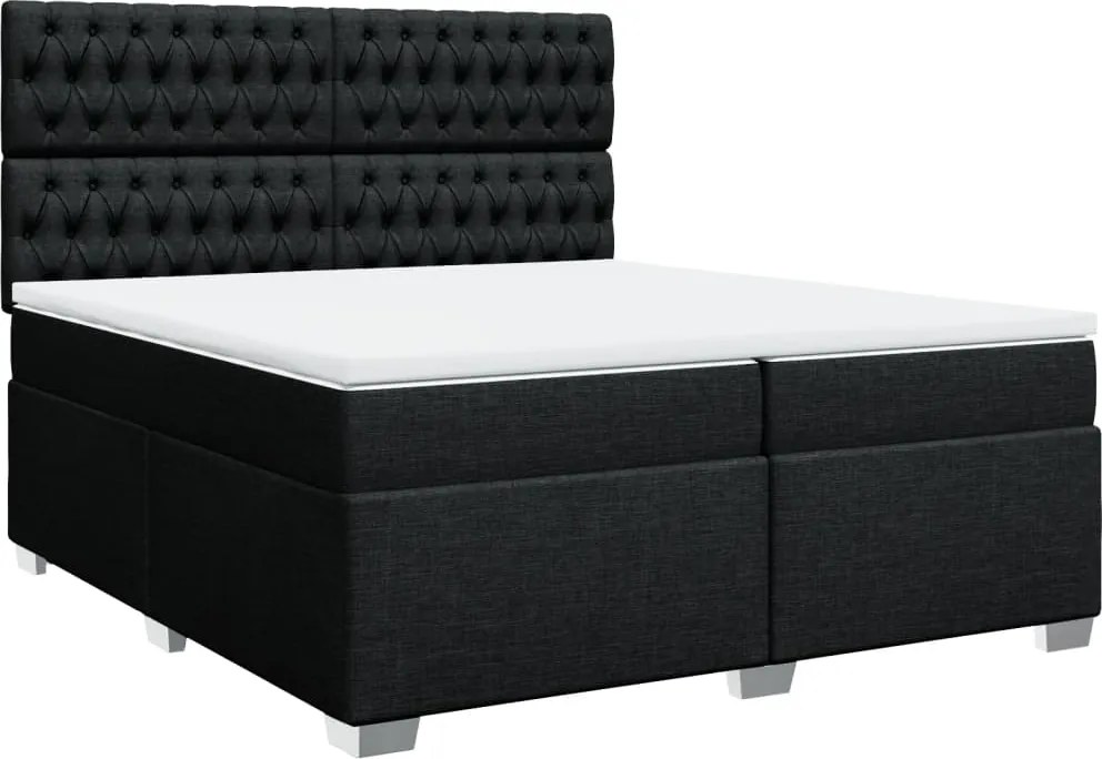 vidaXL fekete szövet rugós ágy matraccal 200 x 200 cm