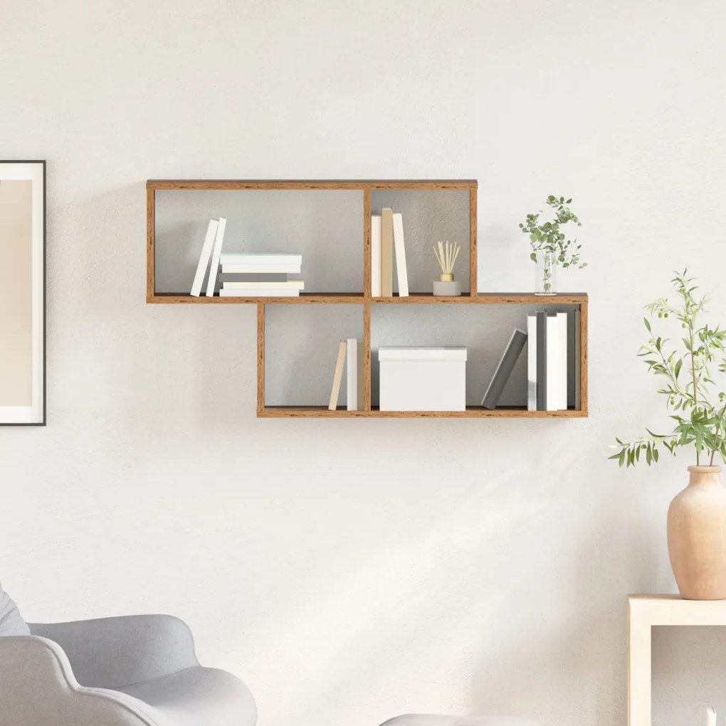 Fali Polc Régi Fa 100x20x53 cm Műszaki Fa