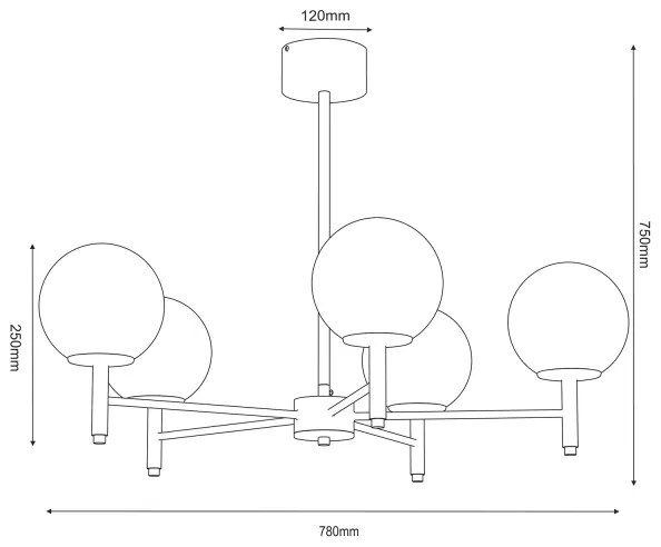 Csillár rúdon  AWINION 6xE27/15W/230V fehér/arany/fekete