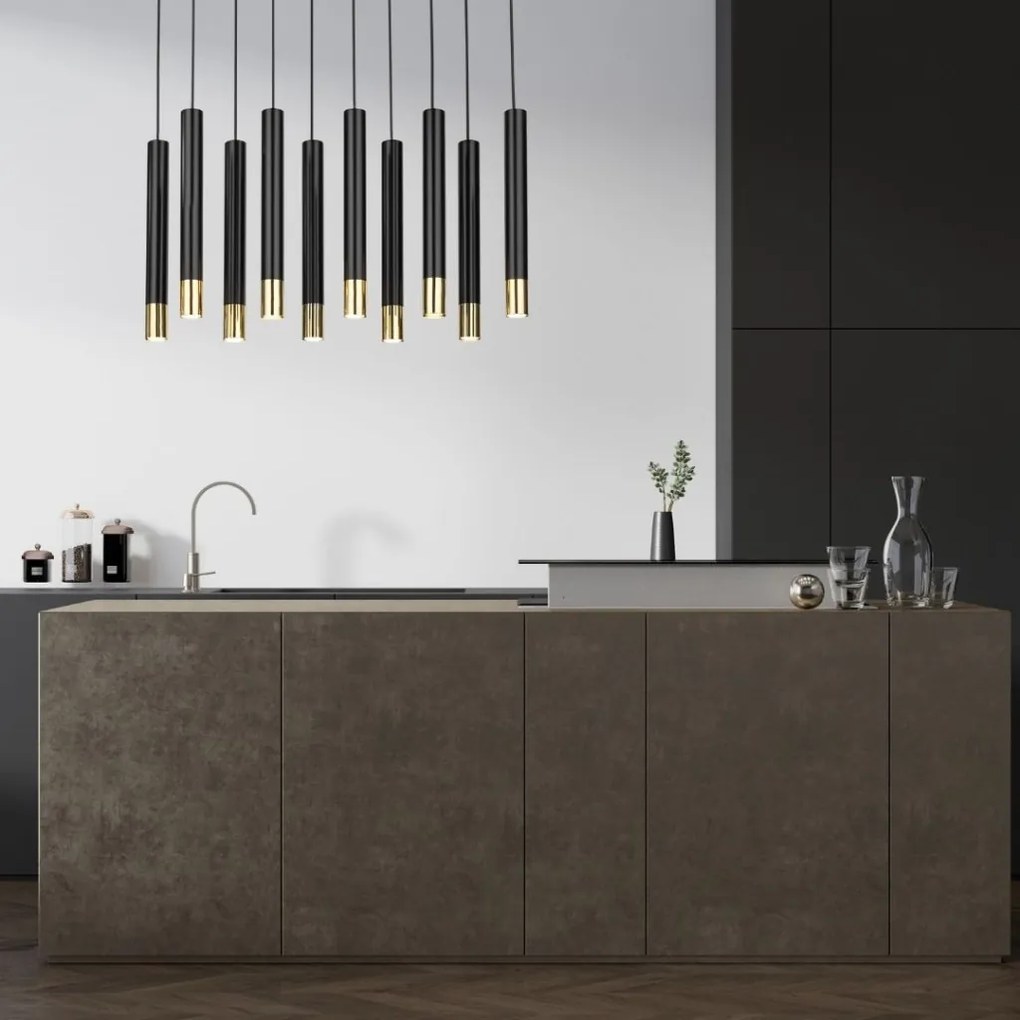 SIGMA LIGHTING 33399 SOPEL Hengeres Függesztett Lámpa Fekete, Arany GU11 IP20