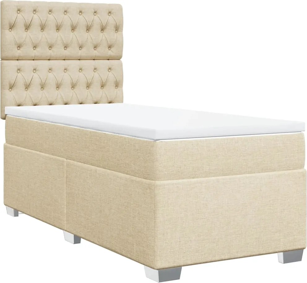 vidaXL krémszínű szövet rugós ágy matraccal 80 x 200 cm