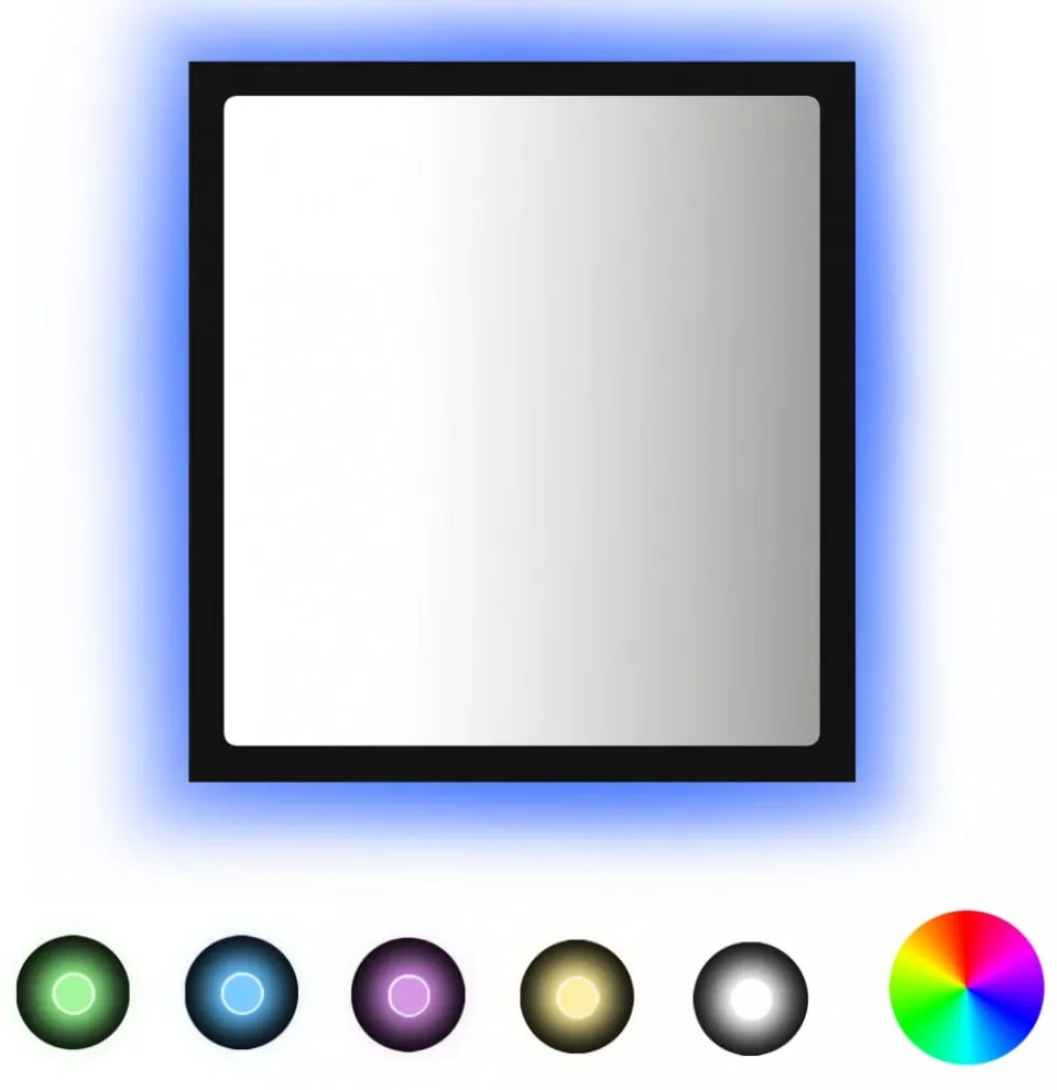 fekete akril LED-es fürdőszobai tükör 40 x 8,5 x 37 cm