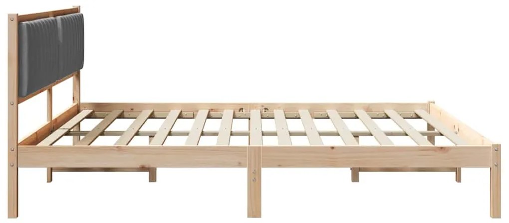 Ágykeret fejtámlával Sötétszürke 200 x 200 cm Tömör fenyőfa