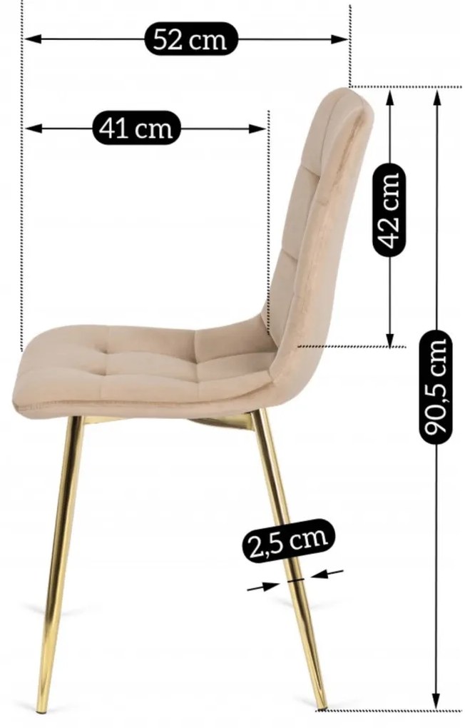 Krémszínű Bársony Étkezőszék YORK
