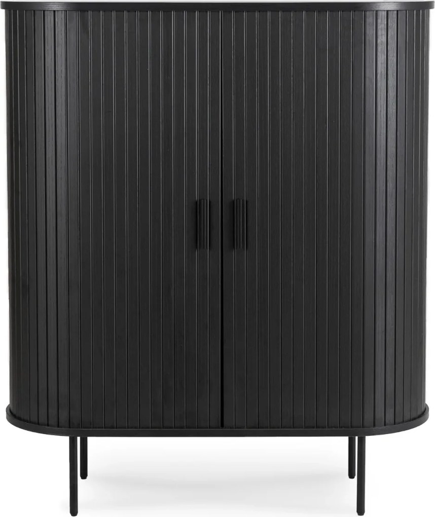 Kétajtós, tolóajtós komód 100 cm méretben, fekete színben TRISH