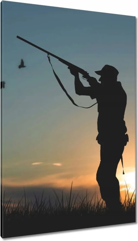 Vászonkép 80x120 Vadász fegyverrel madarak