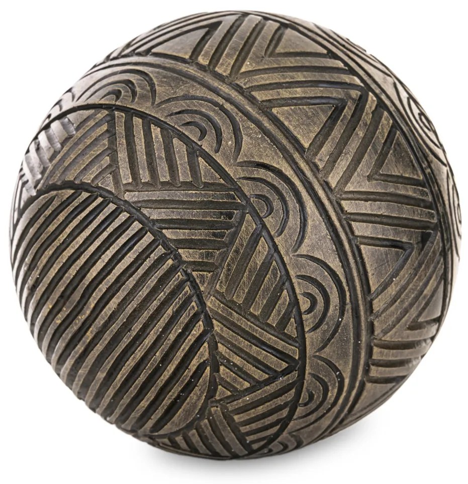 Avila design rejtélyes faragott gömb asztali dekorációs szobor barna műanyag 10x10x10cm