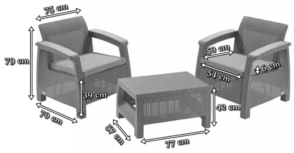 Corfu set II kerti bútor garnitúra