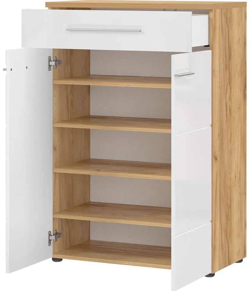 Fehér-natúr színű cipőtartó tölgyfa dekorral Aledo – Germania