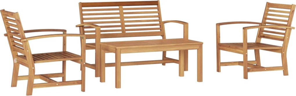 vidaXL Kerti Kanapé Szett 4 pcs Természetes Tömör Teakfa