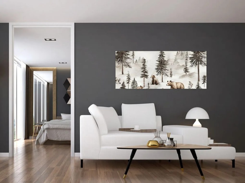 Kép - Erdő medvékkel (120x50 cm)