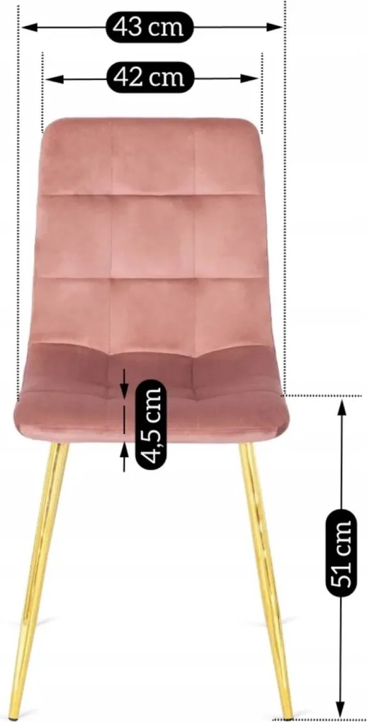 Szék rózsaszín színben, bársony kárpittal. YORK