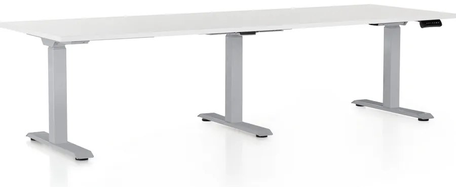OfficeTech Long állítható magasságú asztal, 240 x 80 cm, szürke alap, fehér