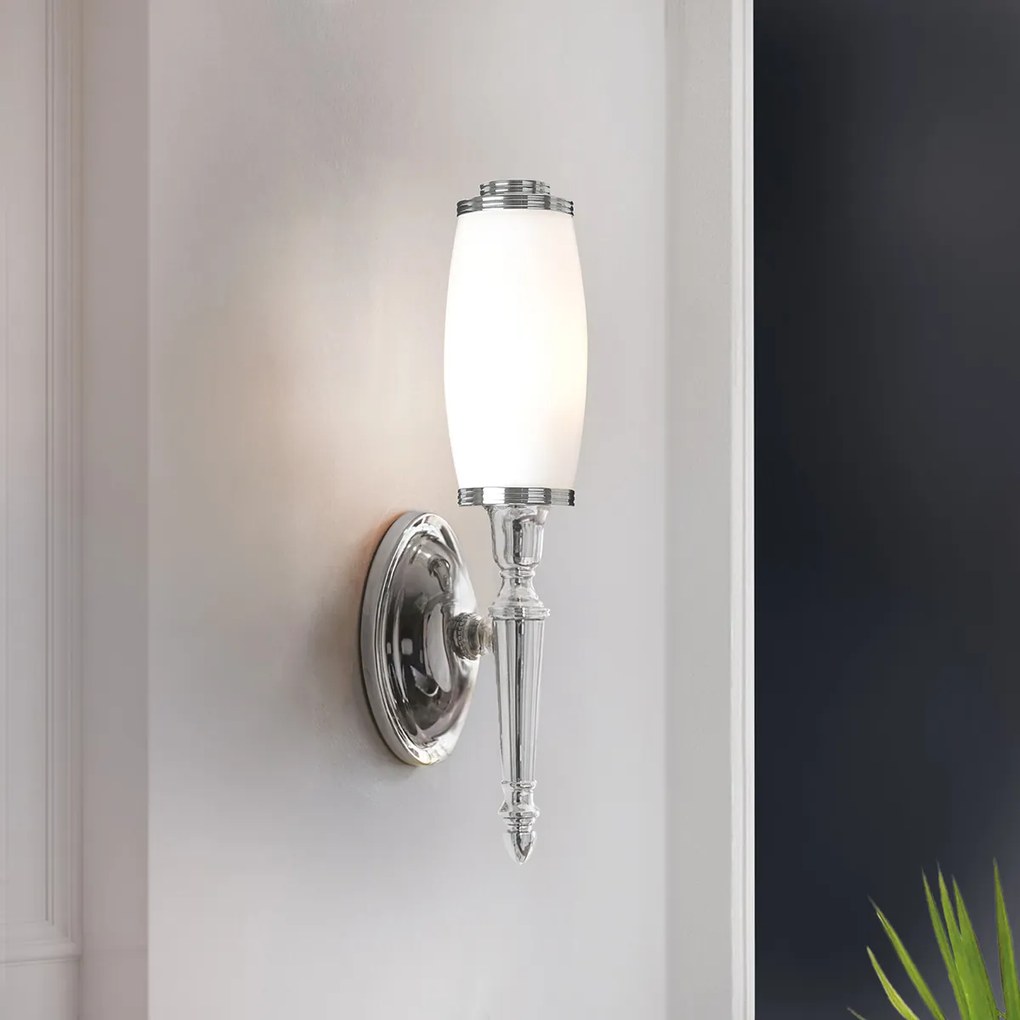 Elstead glamour klasszikus fali lámpa dryden fehér króm elsbath-dryden5-pc IP44
