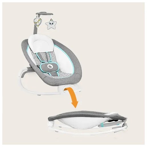 Lionelo - Vibráló babahinta dallammal PASCAL 2xAA szürke/türkiz