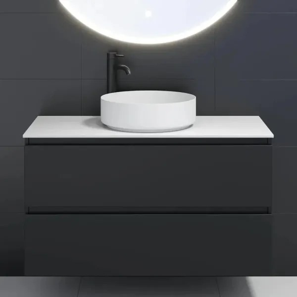 BATH DELUXE 06-040-16-01-00 - LJORDAL pultba építhető mosdó, Ø 40 cm, acél/fehér